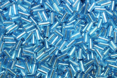 Bugle Bead, 5MM, Czechoslovakian, Vintage, Foil Lined, Aqua