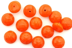 Button, Vintage, Czechoslovakian, 10MM, Round Faceted, Orange