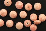 Button, Vintage, Czechoslovakian, 9MM, Round, Coral Pink