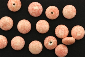 Button, Vintage, Czechoslovakian, 9MM, Round, Coral Pink