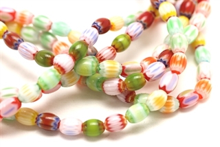 Bead, Chevron, Glass, 8MM, Barrel, Mixed Color