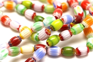 Bead, Chevron, Glass, 11MM, Barrel, Mixed Color