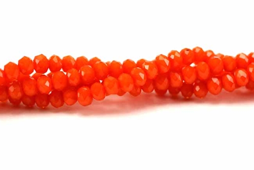 Bead, Crystal, 3MM X 4MM, Faceted Rondelle, Orange Velvet