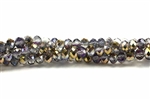 Bead, Crystal, 3MM X 4MM, Faceted Rondelle, Purple Smoky Quartz 1/2 Gold