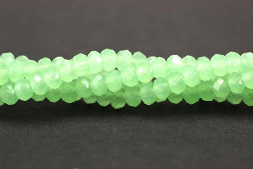 Bead, Crystal, 3MM X 4MM, Faceted Rondelle, Light Green Pastel