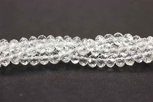 Bead, Crystal, 3MM X 4MM, Faceted Rondelle, Clear Crystal