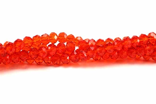 Bead, Crystal, 3MM X 4MM, Faceted Rondelle, Light Ruby