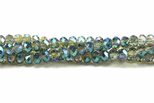 Bead, Crystal, 3MM X 4MM, Faceted Rondelle, Pale Citrine Green Iris