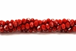 Bead, Crystal, 3MM X 4MM, Faceted Rondelle, Medium Red Velvet