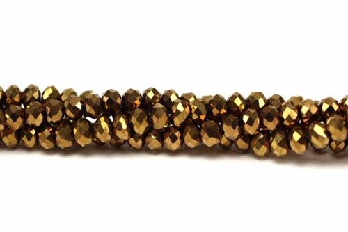 Bead, Crystal, Faceted Rondelle, 3MM X 4MM, Bronze
