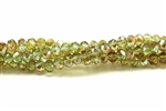 Bead, Crystal, 3MM X 4MM, Faceted Rondelle, Peridot Gold Iris