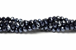 Bead, Crystal, 3MM X 4MM, Faceted Rondelle, Gunmetal Blue Lustre