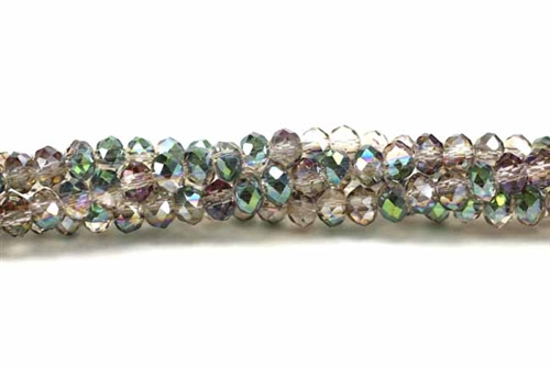 Bead, Crystal, 3MM X 4MM, Faceted Rondelle, Watermelon Green Iris