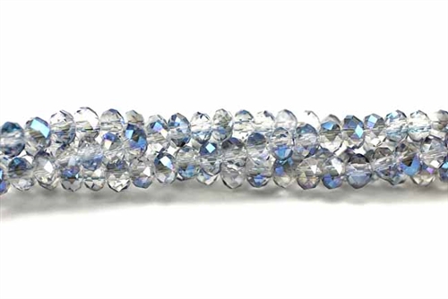 Bead, Crystal, 3MM X 4MM, Faceted Rondelle, Crystal Blue Iris