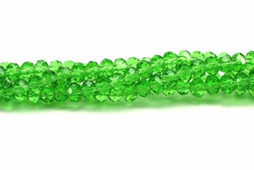 Bead, Crystal, 3MM X 4MM, Faceted Rondelle, Clear Green