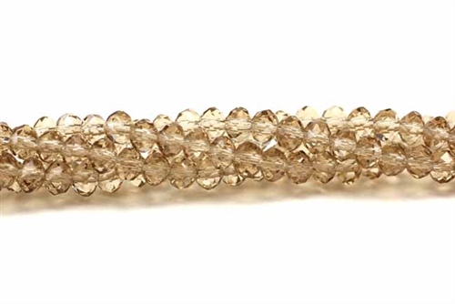 Bead, Crystal, 3MM X 4MM, Faceted Rondelle, Light Smoky Quartz