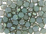 10MM Round Etched Table Cut Crystal / Pale Citrine Green Metallic