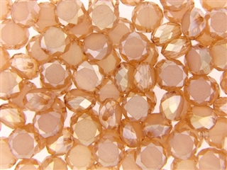 10MM Round Etched Table Cut Crystal / Light Peach Gold Iris