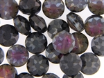 Etched Star Crystal Bead 14MM Puffed Coin / Watermelon Jet Metallic