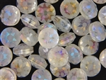 Etched Star Crystal Bead 14MM Puffed Coin / Crystal AB