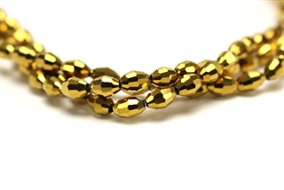 6MM X 4MM Crystal Barrel / Metallic Gold