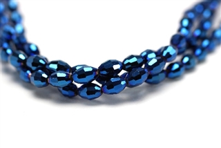 6MM X 4MM Crystal Barrel / Metallic Blue