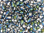 Bead, Crystal, Faceted, Tear Drop, 7MM X 5MM, Metallic Silver Green Iris