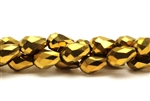 12MM X 8MM Tear Drop Shaped Crystal / Metallic Dark Gold