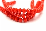 Bead, Crystal, Faceted, Rondelle, 6MM X 8MM, Red Orange Velvet