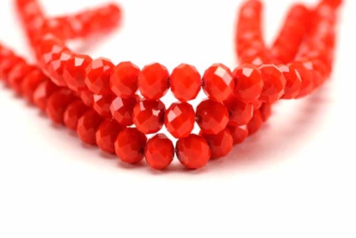 Bead, Crystal, Faceted, Rondelle, 6MM X 8MM, Red Orange Velvet