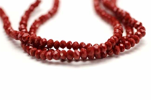 Bead, Crystal, Faceted, Rondelle, 2.5MM X 3.5MM, Red Velvet