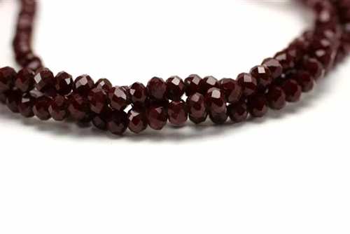 Bead, Crystal, Faceted, Rondelle, 3MM X 4MM, Deep Red Velvet