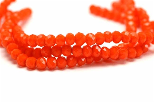 Bead, Crystal, Faceted, Rondelle, 4MM X 6MM, Orange Velvet