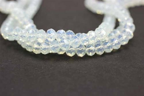 Bead, Crystal, Rondelle, Faceted, 4MM X 6MM, Light Opalite
