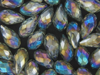 10MM X 19MM Crystal Briolette / Crystal Purple Iris