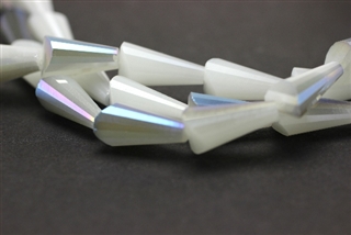 16MM X 8MM Faceted Crystal Cone / light Gray Blue Iris