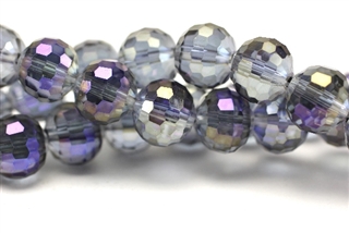 10MM Faceted Round Crystal / Gray Light Purple Iris