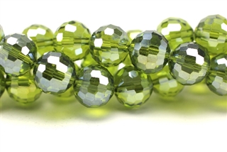 10MM Faceted Round Crystal / Green Lustre