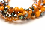 Bead, Crystal, Rondelle, Faceted, 8MM X 10MM, Orange Yellow Velvet, 1/4 Grey Iris