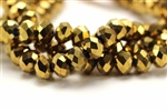 Bead, Crystal, Rondelle, Faceted, 8MM X 10MM, Dark Gold