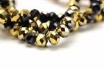 Bead, Crystal, Faceted, Rondelle, 8MM X 10MM, Jet, Gold Metallic