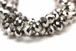 Bead, Crystal, Rondelle, Faceted, 8MM X 10MM, Dark Silver