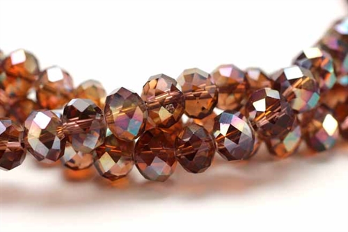 Bead, Crystal, Rondelle, Faceted, 8MM X 10MM, Root Beer AB