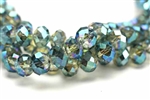 Bead, Crystal, Faceted, Rondelle, 8MM X 10MM, Gray, Green Iris