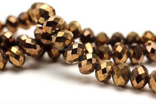 Bead, Crystal, Rondelle, Faceted, 8MM X 10MM, Bronze