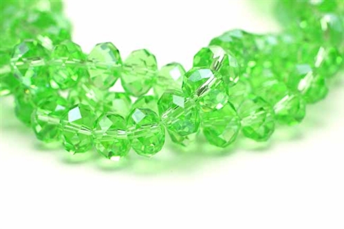 Bead, Crystal, Rondelle, Faceted, 8MM X 10MM, Green