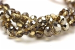 Bead, Crystal, Rondelle, Faceted, 8MM X 10MM, Pale Topaz, Silver Metallic