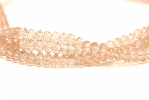 Bead, Crystal, Rondelle, Faceted, 4MM X 6MM, Light Rose