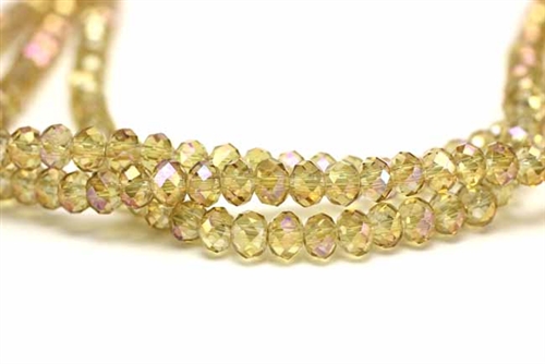 Bead, Crystal, Rondelle, Faceted, 4MM X 6MM, Champagne AB