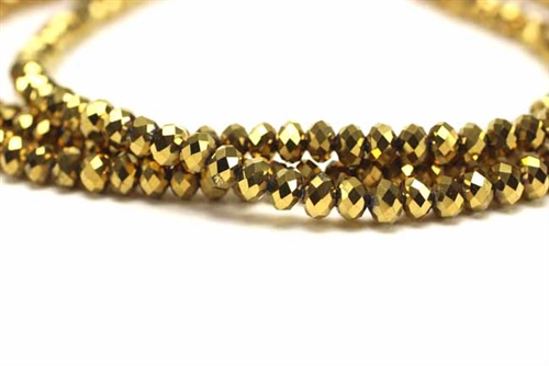 Bead, Crystal, Rondelle, Faceted, 4MM X 6MM, Gold